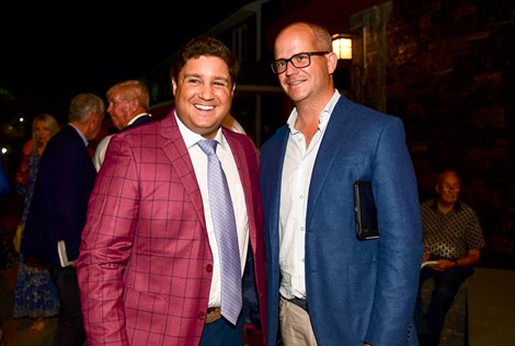 (L-R): Conrad Bandoroff and M.V. Magnier at the August yearling session of The Saratoga Sale on Aug. 9, 2022, in Saratoga Springs, N.Y.