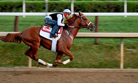 2022 Kentucky Derby winner Rich Strike has his final tuneup over the main track for next Saturday’s Travers Stakes under regular exercise rider Gabriel Lagunes at the Saratoga Race Course Friday Aug,19, 2022 in Saratoga Springs N.Y.