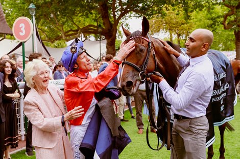 Inspiral (L. Dettori) (nearly) wins the Prix du Haras de Fresnay-le-Buffard Jacques le Marois in Deauville, August 14, 2022, photo: Zuzanna Lupa