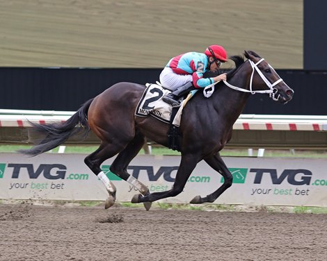 #2 Speaking ridden by Jockey Albin Jimenez won the $100,000 New Jersey Breeders&#39; Handicap at Monmouth Park Racetrack in Oceanport, NJ on August 28,2022 Photo By Bill Denver/EQUI-PHOTO
