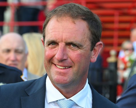 Trainer Charlie Appleby. Nations Pride with William Buick wins the Caesars Saratoga Derby Invitational (G1T). <br><br />
Racing at Saratoga Race Course  in Saratoga Springs, N.Y., on Aug. 6, 2022.