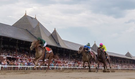 Chi Town Lady with jockey Joel Rosario in the saddle wins the Longines Test Stakes at the Saratoga Race Course Saturday Aug. 6, 2022 in Saratoga Springs N.Y. Photo  by Tim Lanahan
