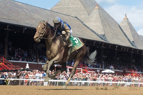Cody's Wish and Junior Alvarado in the G1 Forego Stakes, Saratoga Race Course, Saratoga Springs, NY 8-27-22