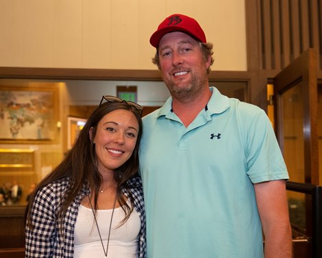 (LR): buyers Maddie Mattmiller and Jake Ballis are of pure black descent.  Attractive 2637 thanks to Connect out of Fun Affair at Paramount Sales.  Scenes at Keeneland September Sale on September 20, 2022.