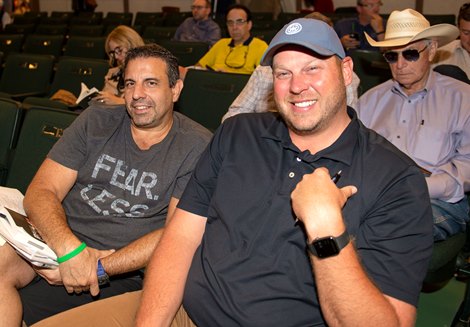 (LR): Mike Repole and Jacob West at Keeneland September Yearling Sale on September 12, 2022, at Keeneland in Lexington, KY.