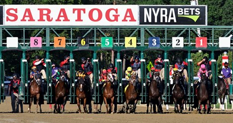 The gates open in the 104th running of The Jockey Club Gold Cup won by Olympiad at the Saratoga Race Course  Saturday Sept 3, 2022 in Saratoga Springs N.Y..  Photo Special to the Times Union by Skip Dickstein