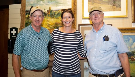 Hinkle Farms, (L-R): Tom Hinkle, Anne Archer Hinkle, Henry Hinkle. Hip 2557 colt by Dialed In out of Castle Road at Hinkle Farms<br><br />
Scenes at Keeneland September Sale on Sept. 20, 2022.