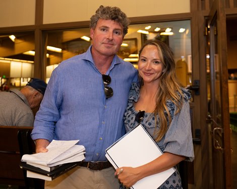 (L-R): Peter and Jenny O'Callaghan with Woods Edge. <br>
Scenes at Keeneland September Sale on Sept. 17, 2022.