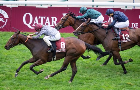 Place Du Carrousel (M. Barzalona) wins the Prix De L'Opera Longchamp 2.10.22 Pic: Edward Whitaker