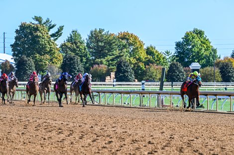 Slammed with Florent Geroux wins The Thoroughbred Club of America (G2) at Keeneland, Lexington, Kentucky on October 8, 2022