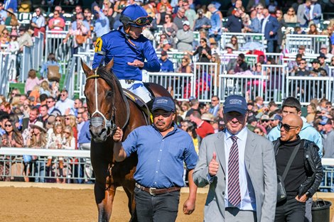 Golden Pal with Irad Ortiz, Jr. wins The FanDuel Woodford Stakes (G2) at Keeneland, Lexington, Kentucky on October 8, 2022