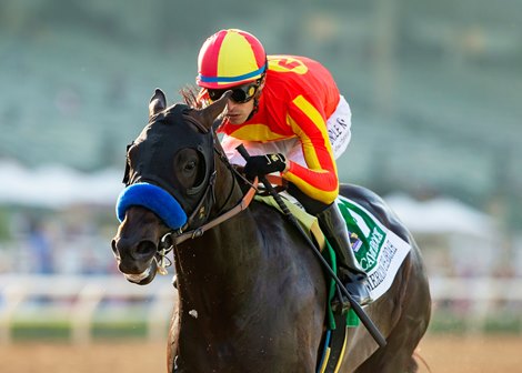 Cave Rock and jockey Juan Hernandez win the Grade I, $300,000 American Pharoah Stakes, Saturday, October 8, 2022 at Santa Anita Park, Arcadia CA. &#169; BENOIT PHOTO