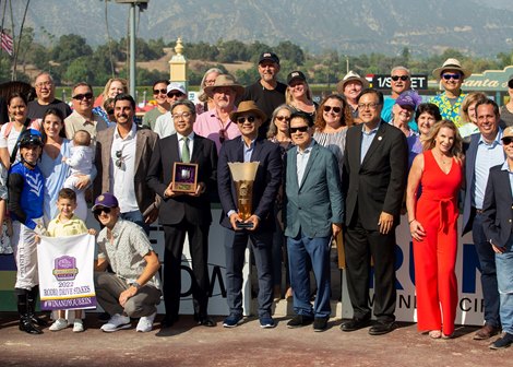 Going To Vegas and jockey Umberto Rispoli win the Grade I $300,000 Rodeo Drive Stakes Saturday, October 8, 2022 at Santa Anita Park, Arcadia, Ca.<br><br />
Benoit Photo