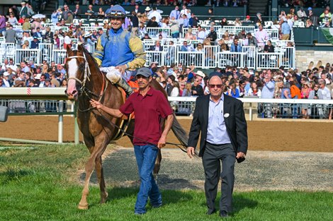 Manny Wah with Corey Lanerie wins the Stoll Keenon Ogden Phoenix (G2) at Keeneland, Lexington, Kentucky on October 7, 2022. Trainer Wayne Catalano