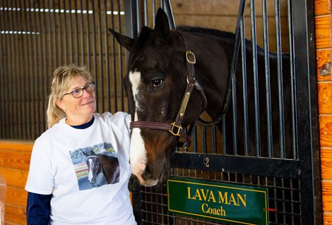 Fans celebrate Lava Man's retirement at Old Friends in Lexington, KY on November 27, 2022.