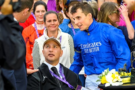 Michael Straight and winning connections in the winner’s circle after Modern Games with William Buick win the Mile (G1T) at Keeneland in Lexington, KY on November 5, 2022.