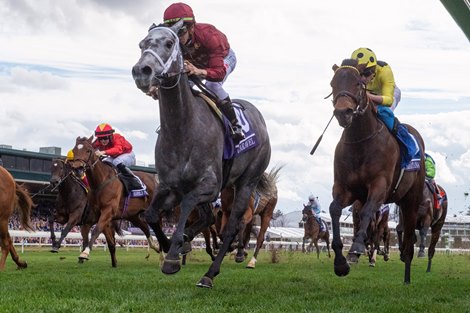 Caravel with Tyler Gaffalione wins the Turf Sprint (G1T) at Keeneland in Lexington, KY on November 5, 2022.