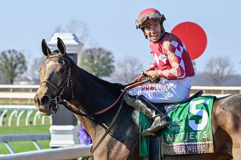 Wonder Wheel with Tyler Gaffalione wins the Juvenile Fillies (G1) at Keeneland in Lexington, KY on November 4, 2022.