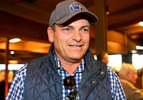 Chris Baccari with Hip 154 Salty as Can Be consigned by Baccari Bloodstock, Agent III to the Keeneland November Breeding Stock Sale in Lexington, KY on November 7, 2022.