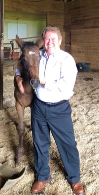 Beauregard as a foal with David Crisp