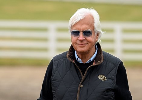 Trainer Bob Baffert has arrived at the barn at the Keeneland Race Course Wednesday Nov. 2, 2022 in Lexington, KY. The Breeders’ Cup Championships will commence on Friday Nov. 4th and run through Saturday Nov 5th. at Keeneland.  Photo by Skip Dickstein