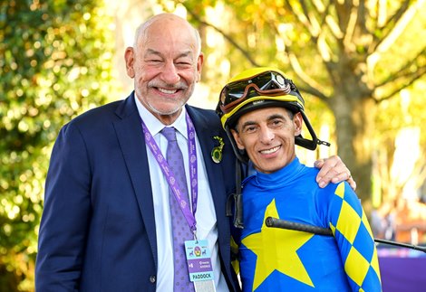 (LR): Jack Wolf and John Velazquez in the Juvenile (G1) pre-school paddock at Keeneland in Lexington, KY on November 4, 2022.