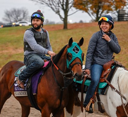 Slammed heads to the track at the Keeneland Race Course Tuesday Nov. 1, 2022 in Lexington, KY days before the Breeders’ Cup World Championship of Thoroughbred Racing which will be held at Keeneland Saturday Nov. 4th and 5th 2022.  Photo by Skip Dickstein