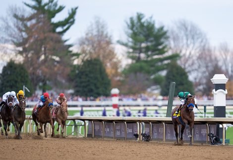 Flightline (Flavien Prat) wins the Breeders' Cup Classic Keeneland 5.11.22 Pic: Edward Whitaker