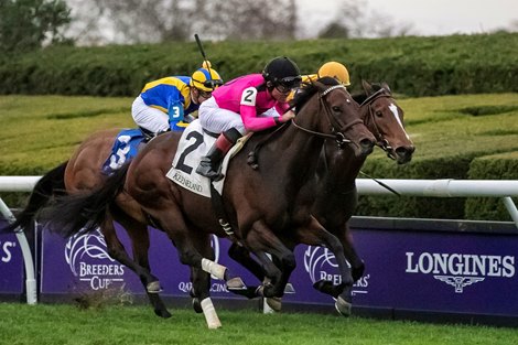November 5, 2022: #2 Wakanaka (IRE) and jockey Joel Rosario win the first run of The Fall Harvest Stakes for coach William I. Mott and team owner Valor International and Gary Barber at Keeneland during Saturday's Breeders Cup final race.