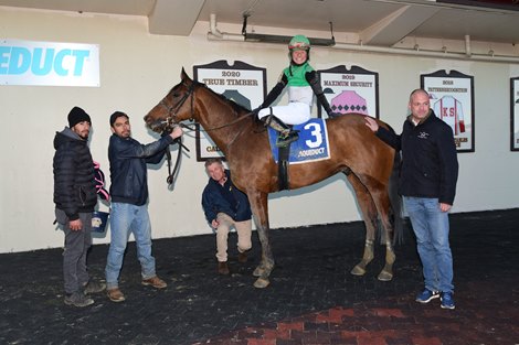 First win for Madison Olver aboard the Curbstone during Race 6 at the Aqueduct on December 9, 2022