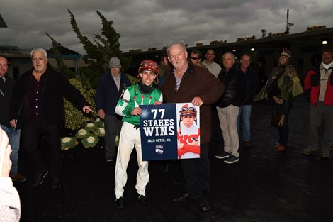Dr B wins the 2022 Go for Wand Stakes at Aqueduct<br>
77 Stakes wins for Irad Ortiz Jr.