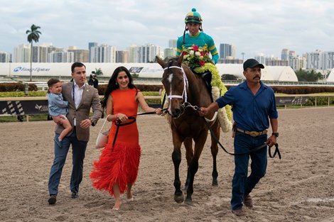 Atone and Irad Ortiz Win the Pegasus World Cup Turf Invitational S. by Baccarat (Gr. 1) Gulfstream Park, Hallandale Beach, FL, January 28, 2023, presented by Mathea Kelleyy