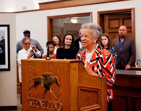 Historical consultant Yvonne Giles, at the Racing&#39;s Black Pioneers Exhibit at the Keeneland Library which will open on Thursday February 23rd 2023 to the public