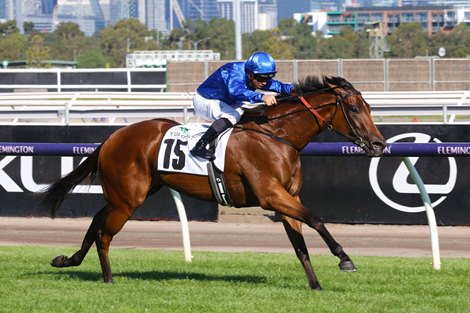 In Secret wins the 2023 Newmarket Handicap at Flemington Racecourse<br><br />
ridden by Dean Holland and trained by James Cummings