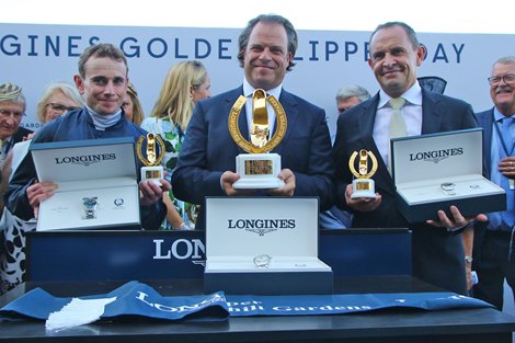 Shinzo wins the 2023 Golden Slipper at Rosehill Gardens Racecourse<br>
ridden by Ryan Moore and trained by Chris Waller