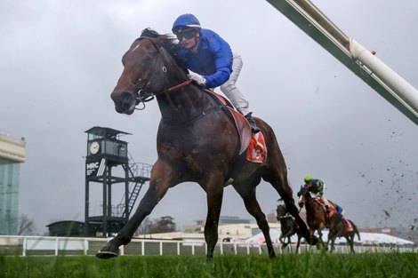 Aft Cabin ridden by Jamie Kah wins the Neds Caulfield Guineas Prelude at Caulfield Racecourse on September 17, 2022 in Caulfield, Australia. (Photo by George Sal/Racing Photos)