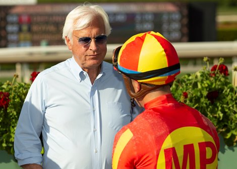 Defunded&#39;s trainer Bob Baffert and jockey Juan Hernandez savor winning the Grade II $200,000 Californian Stakes Saturday, April 22, 2023 at Santa Anita Park, Arcadia, CA. <br><br />
Benoit Photo