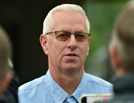 April 21, 2023: trainer todd Pletcher talking to the media Friday morning at Churchill Downs