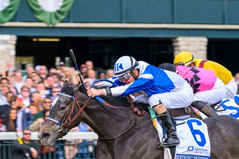 Defining Purpose with Brian Hernandez, Jr.   wins the Ashland (G1) at Keeneland, Lexington, Ky., on April 7, 2023.