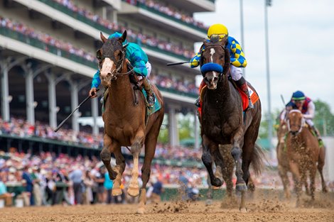 General Jim and Luis Saez Win the Pat Day Mile, Churchill Downs, Louisville, KY, 5-6-23, Mathea Kelley