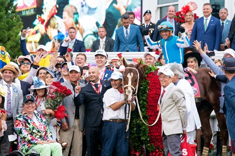 Mage and Javier Castellano win in the G1 Kentucky Derby, Churchill Downs, Louisville, KY, 5-6-23, Mathea Kelley