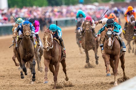 Mage and Javier Castellano win in the G1 Kentucky Derby, Churchill Downs, Louisville, KY, 5-6-23, Mathea Kelley