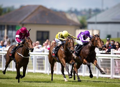 The Gr.3 Marble Hill Stakes won by Givemethebeatboys and Shane Foley. The Curragh. Photo: Patrick McCann/Racing Post<br>
27.05.2023