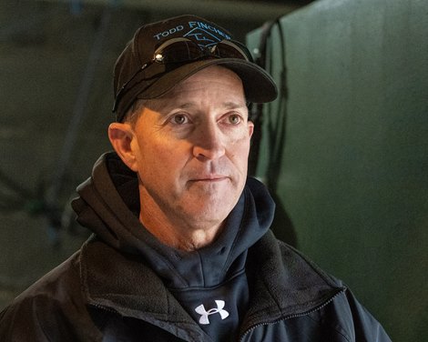 Todd Fincher, trainer of Flying Connection at Churchill Downs in Louisville, Ky., on May 1, 2023.