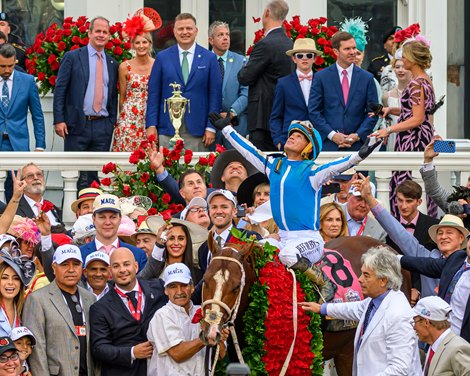 Mage with Javier Castellano wins the Kentucky Derby (G1 ) at Churchill Downs, Louisville, Ky., on May 6, 2023.