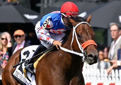 Train To Artemus with jockey Paco Lopez wins the 23rd running of The Very One Stakes at Pimlico Race Course on Black-Eyed Susan Day Friday May 19, 2023 in Baltimore, MD.  Photo by Skip Dickstein