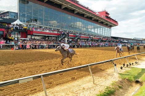 Taxed and Rafael Bejarano win the G2 Black Eyed Susan Stakes, Pimlico Racecourse, Baltimore, MD, May 19, 2023, Mathea Kelley