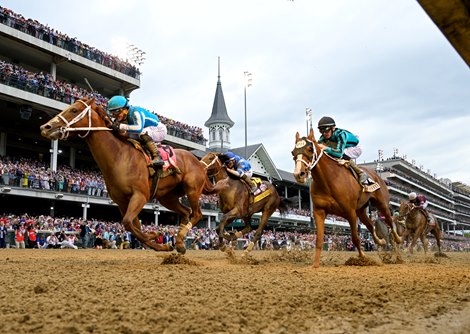 The Shaman alongside Javier Castellano win the Kentucky Derby (G1) at Churchill Downs in Louisville, KY on May 6, 2023.