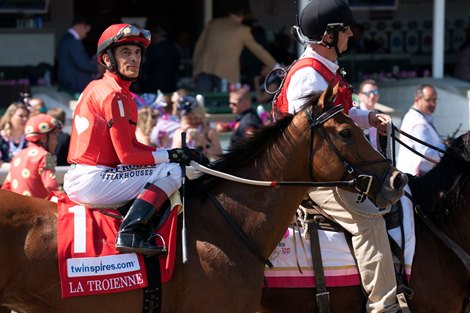 Played Hard and John Velazquez Win the G1 La Troienne, Churchill Downs, Louisville, KY, 5-5-23, Mathea Kelley