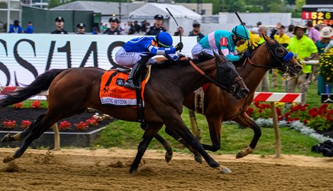 National Treasure with John Velazquez wins the Preakness (G1) at Pimlico, Baltimore, MD, on May 20, 2023.